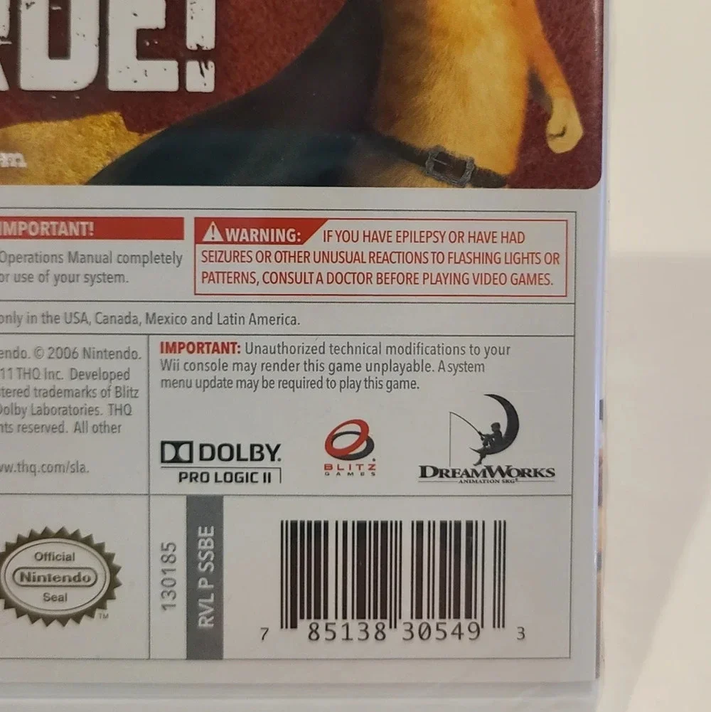 WII Puss In Boots video game Dream Works  THQ- in original case